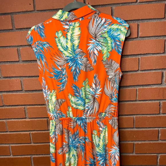 Orange tropical Midi knit dress - Picture 6 of 7
